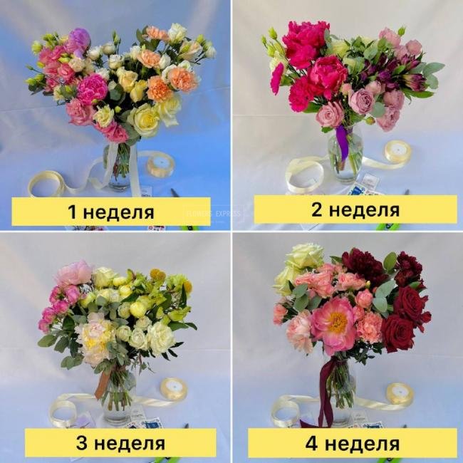 Цветочная подписка M (4 букета - 4 недели)