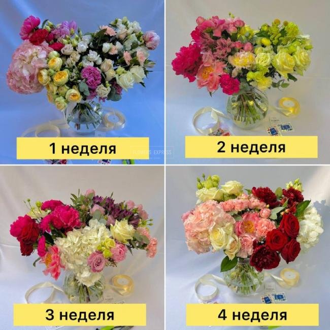 Цветочная подписка XL (4 букета - 4 недели)