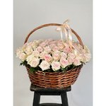 101 Кремовая роза в корзине