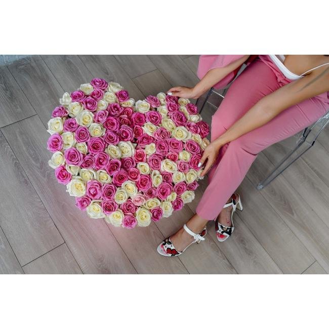 101 Роза в коробке формой сердца