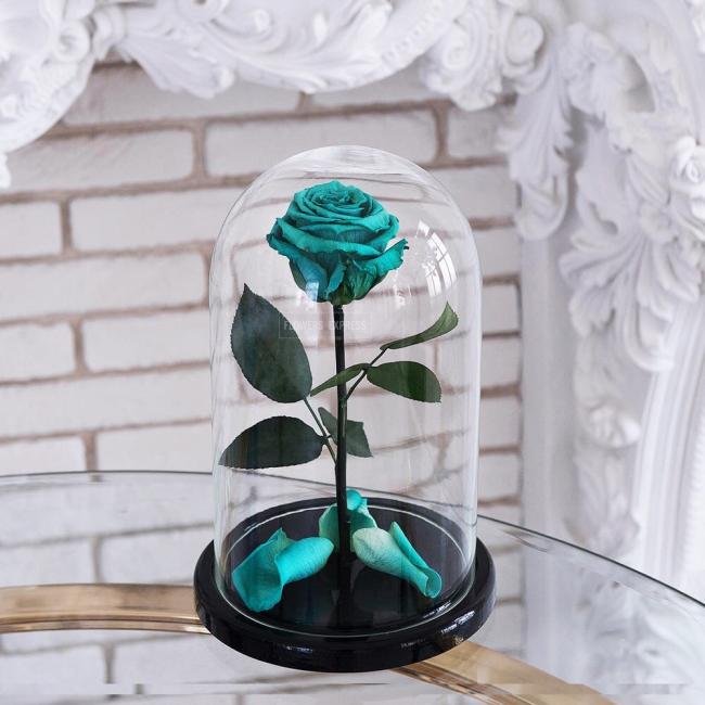 Роза в колбе &laquo;Бирюзовая&raquo;